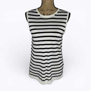 Banana Republic Ottoman Striped Tank Top White Black Cotton Nautical Classic S